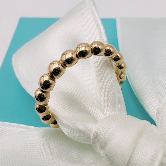 RARE Tiffany & Co. 18K Rose Gold Ziegfeld Beaded Ball Ring Size 4 with Packaging - Picture 1 of 10